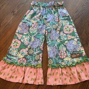 Girls size 8 Matilda Jane floral print pants with pink ruffles